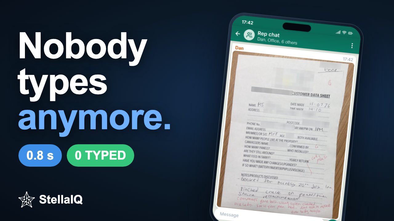 A handwritten appointment sheet sent on WhatsApp, read automatically and entered into the CRM, diary and job system